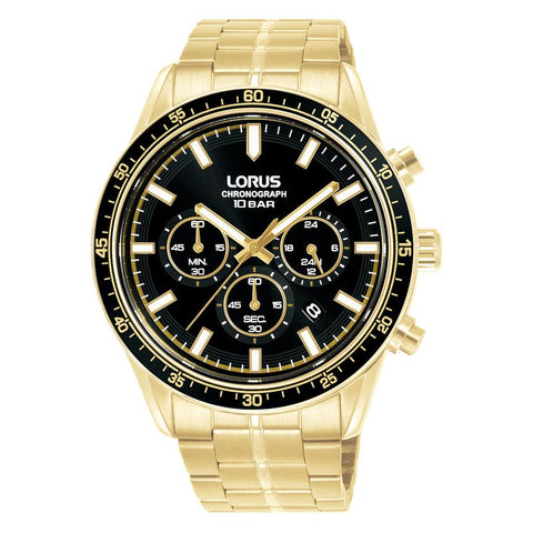 The Watch Boutique Lorus Sports Men's Quartz Chronograph Watch Black Sunray Dial