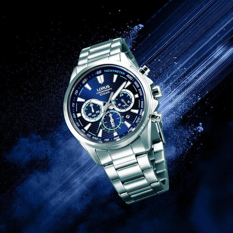 The Watch Boutique Lorus Sports Men's Quartz Chronograph Watch Dark Blue Sunray Dial