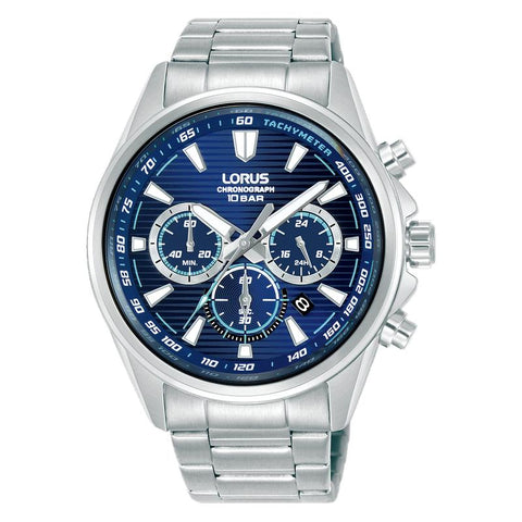 The Watch Boutique Lorus Sports Men's Quartz Chronograph Watch Dark Blue Sunray Dial