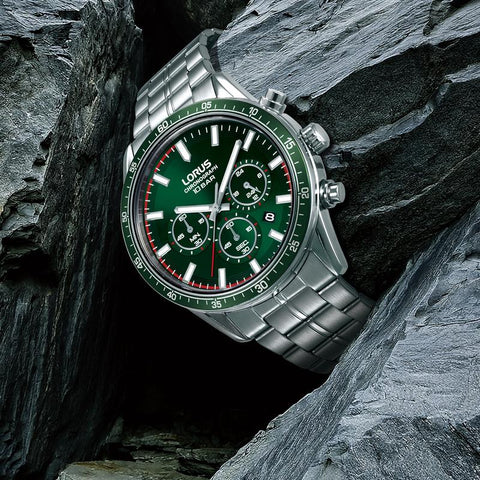 The Watch Boutique Lorus Sports Men's Quartz Chronograph Watch Dark Green Sunray Dial