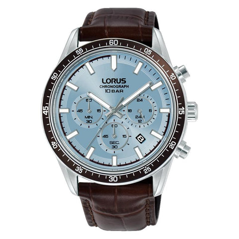 The Watch Boutique Lorus Sports Men's Quartz Chronograph Watch Light Blue Sunray Dial
