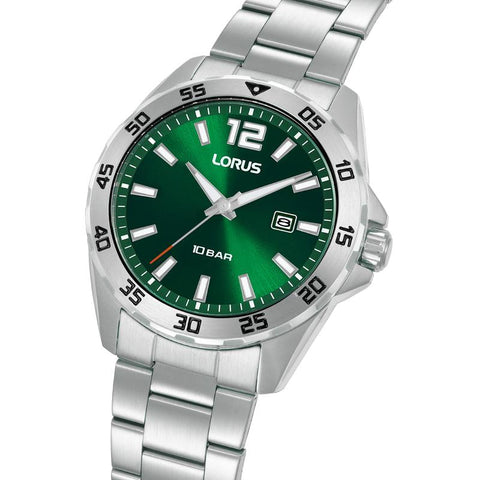 The Watch Boutique Lorus Sports Men's Quartz Watch Dark Green Sunray Dial