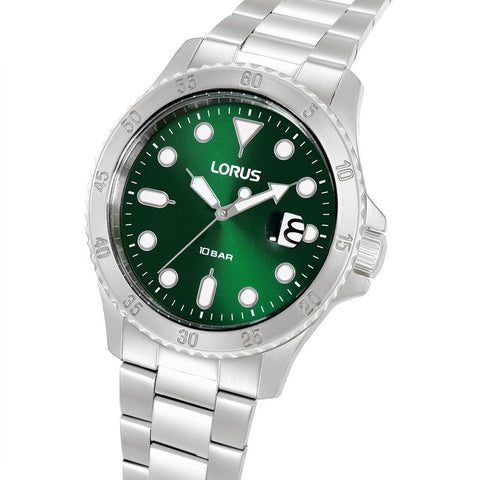The Watch Boutique Lorus Sports Men's Quartz Watch Dark Green Sunray Dial
