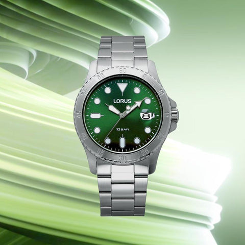 The Watch Boutique Lorus Sports Men's Quartz Watch Dark Green Sunray Dial