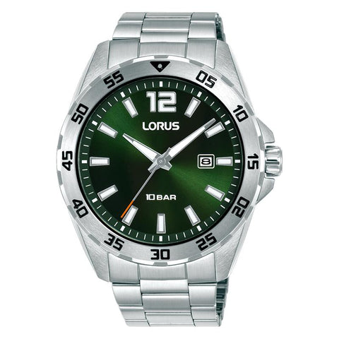 The Watch Boutique Lorus Sports Men's Quartz Watch Dark Green Sunray Dial