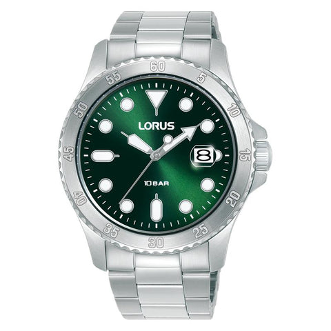 The Watch Boutique Lorus Sports Men's Quartz Watch Dark Green Sunray Dial