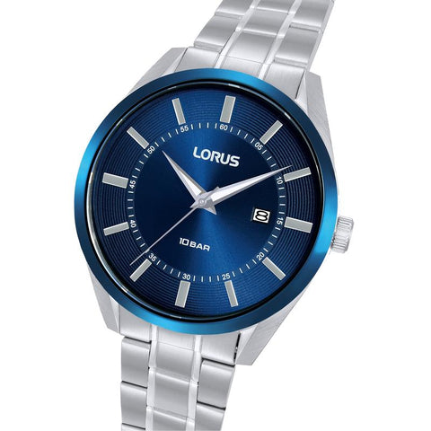 The Watch Boutique Lorus Sports Men's Quartz Watch Stainless Steel Dark Blue Sunray Dial