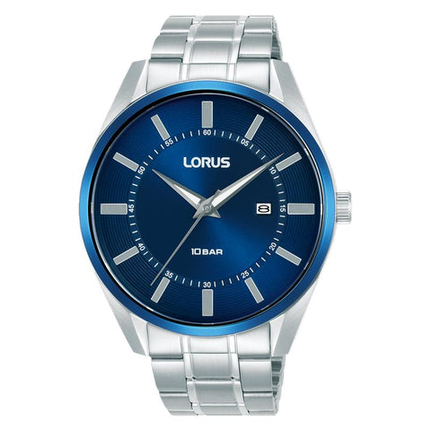 The Watch Boutique Lorus Sports Men's Quartz Watch Stainless Steel Dark Blue Sunray Dial