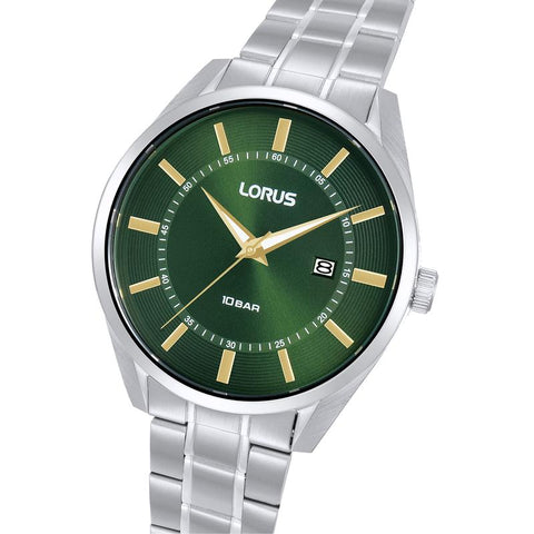 The Watch Boutique Lorus Sports Men's Quartz Watch Stainless Steel Dark Green Sunray Dial