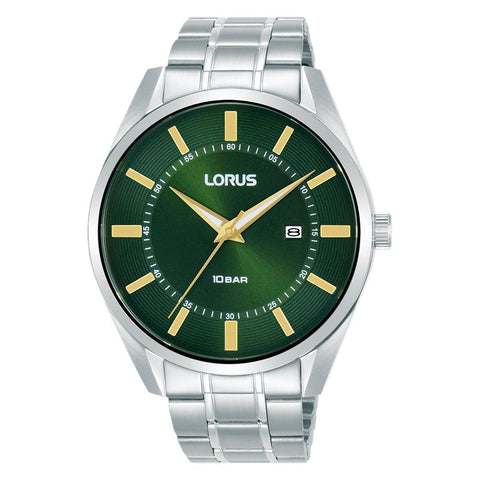 The Watch Boutique Lorus Sports Men's Quartz Watch Stainless Steel Dark Green Sunray Dial
