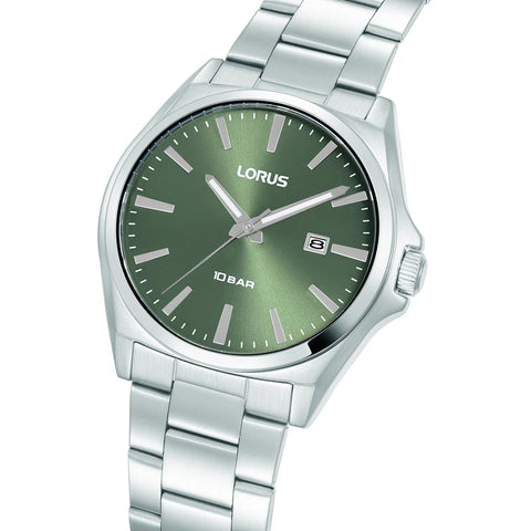 The Watch Boutique Lorus Sports Men's Quartz Watch Stainless Steel Dry Green Sunray Dial