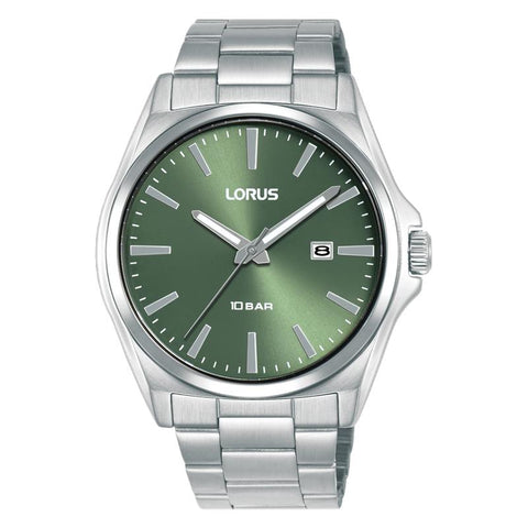 The Watch Boutique Lorus Sports Men's Quartz Watch Stainless Steel Dry Green Sunray Dial