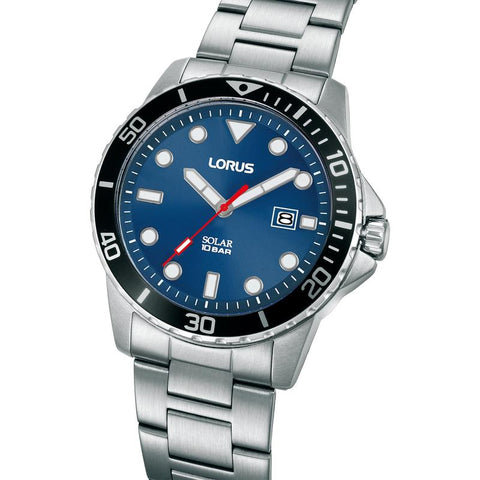 The Watch Boutique Lorus Sports Men's Solar Watch Dark Blue Sunray Dial