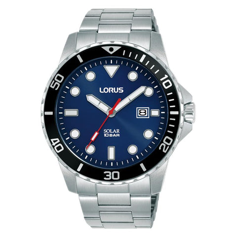 The Watch Boutique Lorus Sports Men's Solar Watch Dark Blue Sunray Dial