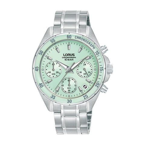 The Watch Boutique Lorus Sports Women's Quartz Chronograph Watch Light Green Sunray Dial