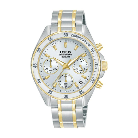 The Watch Boutique Lorus Sports Women's Quartz Chronograph Watch Silver White Sunray Dial