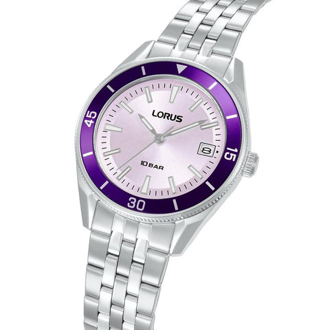 The Watch Boutique Lorus Sports Women's Quartz Watch Light Purple Sunray Dial