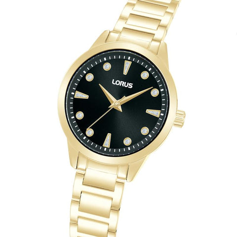 The Watch Boutique Lorus Women's Quartz Watch Silver Black Sunray Dial
