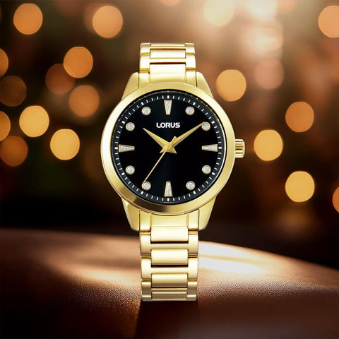 The Watch Boutique Lorus Women's Quartz Watch Silver Black Sunray Dial