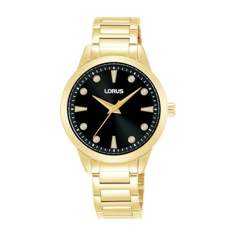 The Watch Boutique Lorus Women's Quartz Watch Silver Black Sunray Dial