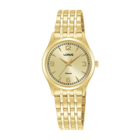 Lorus Women's Quartz Watch Silver Champagne Sunray Dial