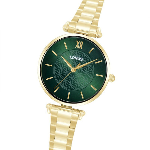 The Watch Boutique Lorus Women's Quartz Watch Silver Dark Green Sunray Dial