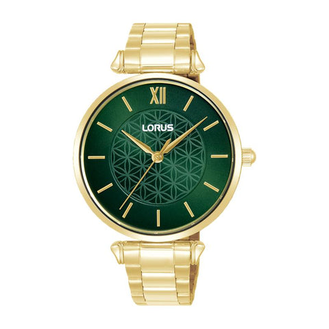 The Watch Boutique Lorus Women's Quartz Watch Silver Dark Green Sunray Dial