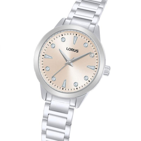 The Watch Boutique Lorus Women's Quartz Watch Silver Light Pink Sunray Dial