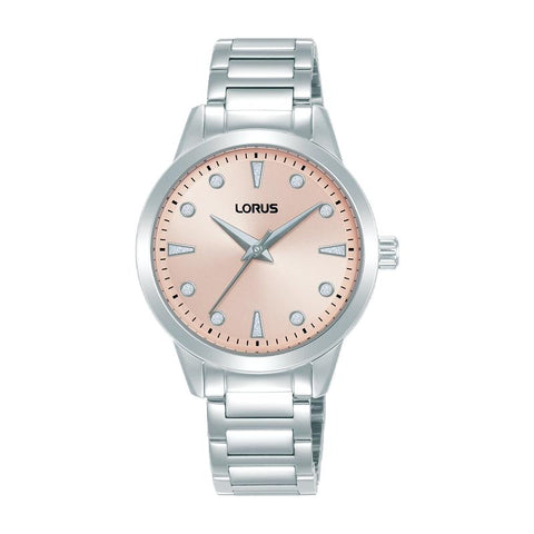 The Watch Boutique Lorus Women's Quartz Watch Silver Light Pink Sunray Dial