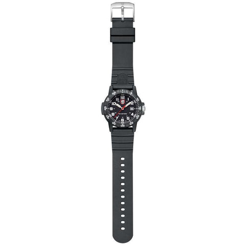 Luminox Leatherback Sea Turtle Giant watch with 44mm black CARBONOX case, black dial, and durable PU strap.