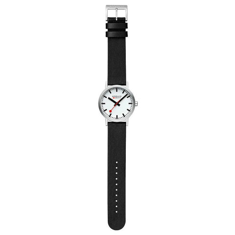 The Watch Boutique Mondaine Classic Black Grape Leather Analogue Watch 40mm