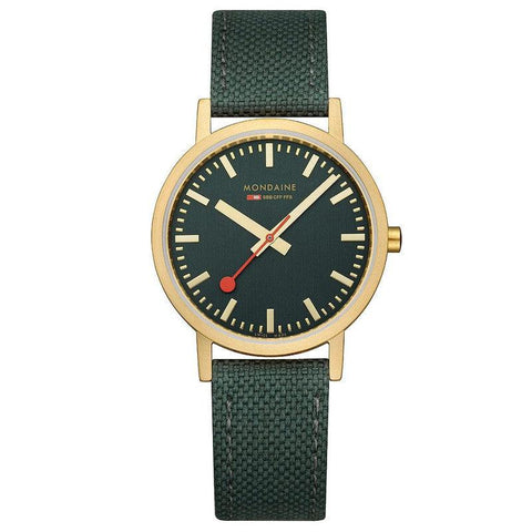 The Watch Boutique Mondaine Classic Forest Green Textile Analogue Watch 36mm