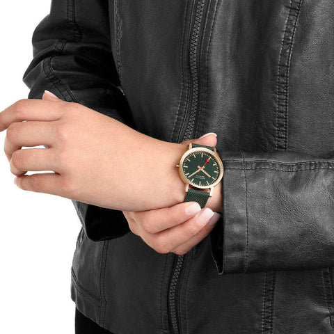 The Watch Boutique Mondaine Classic Forest Green Textile Analogue Watch 36mm