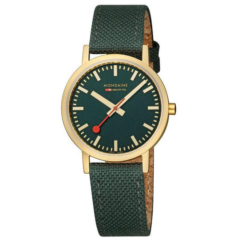 The Watch Boutique Mondaine Classic Forest Green Textile Analogue Watch 36mm