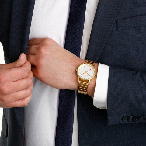 The Watch Boutique Mondaine Classic Golden Stainless Steel Analogue Watch 40mm