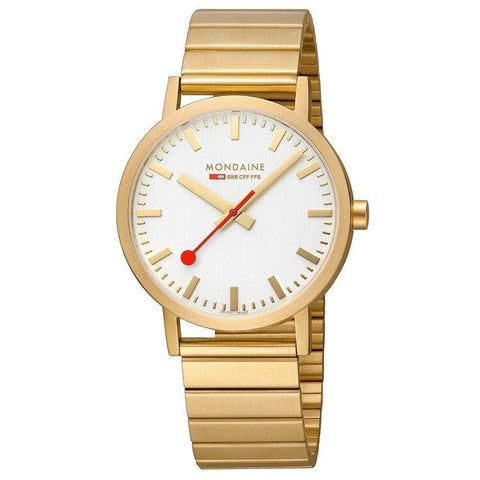 The Watch Boutique Mondaine Classic Golden Stainless Steel Analogue Watch 40mm