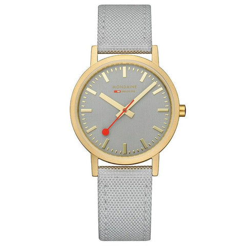 The Watch Boutique Mondaine Classic Good Gray Textile Analogue Watch 36mm