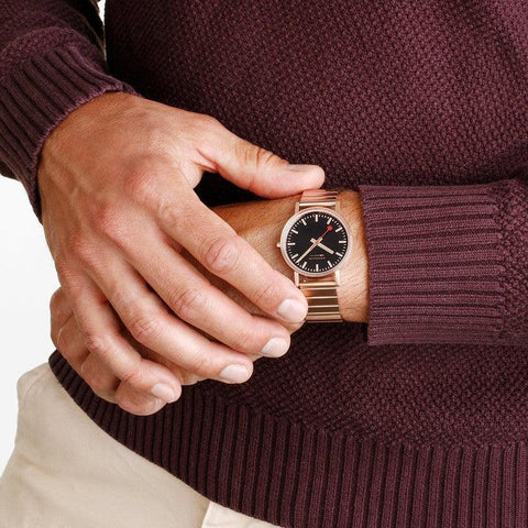 The Watch Boutique Mondaine Classic Rose Gold Tone Stainless Steel Analogue Watch 36mm