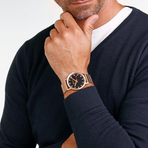 The Watch Boutique Mondaine Classic Rose Gold Tone Stainless Steel Analogue Watch 40mm