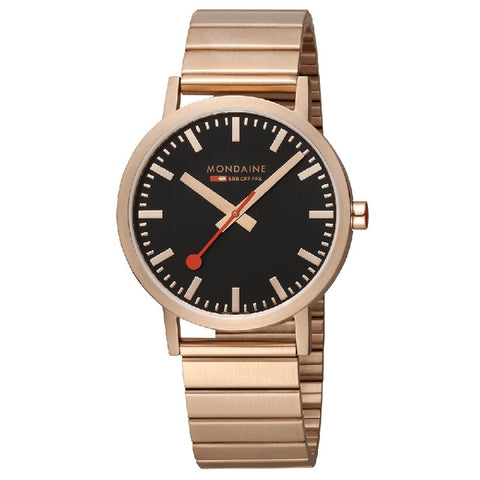 The Watch Boutique Mondaine Classic Rose Gold Tone Stainless Steel Analogue Watch 40mm