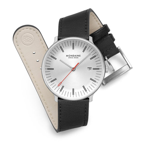 The Watch Boutique Mondaine Doppio 41mm Leather Watch
