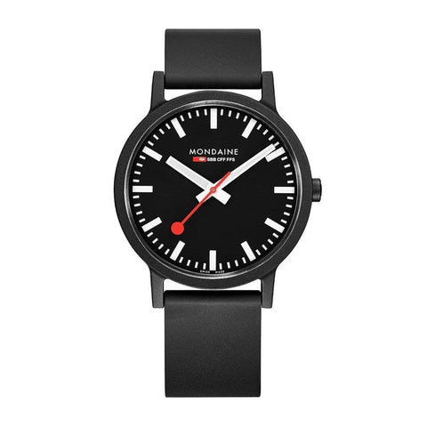 The Watch Boutique Mondaine Essence Black Rubber Strap 41mm