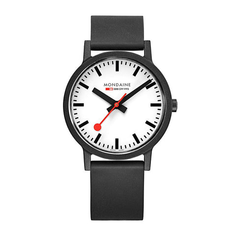 The Watch Boutique Mondaine Essence Black Rubber Strap 41mm