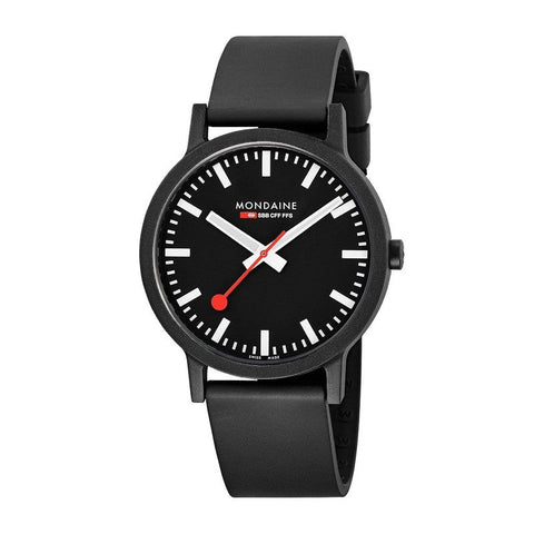 The Watch Boutique Mondaine Essence Black Rubber Strap 41mm