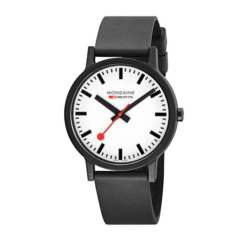 The Watch Boutique Mondaine Essence Black Rubber Strap 41mm