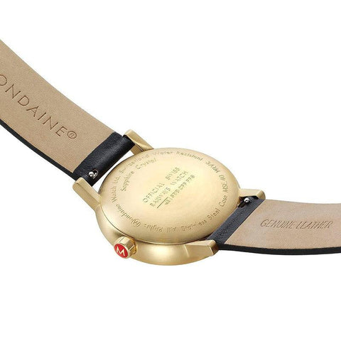 The Watch Boutique Mondaine Evo2 Black Leather Analogue Watch 40mm