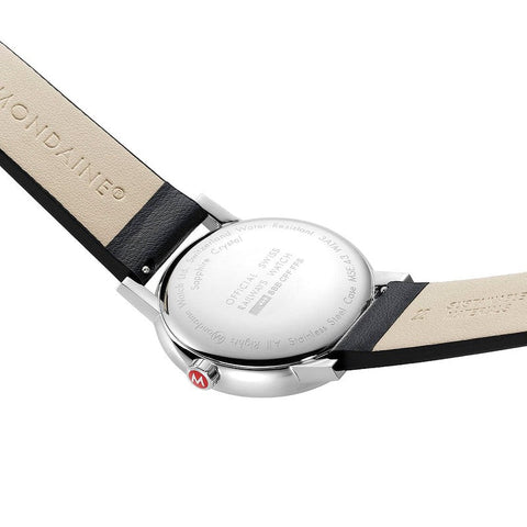 The Watch Boutique Mondaine Evo2 Black Vegan Leather Analogue Watch 43mm