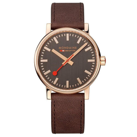 The Watch Boutique Mondaine Evo2 Brown Leather Analogue Watch 40mm