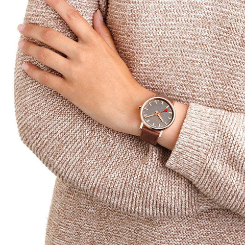 The Watch Boutique Mondaine Evo2 Brown Leather Analogue Watch 40mm