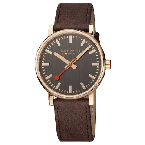The Watch Boutique Mondaine Evo2 Brown Leather Analogue Watch 40mm